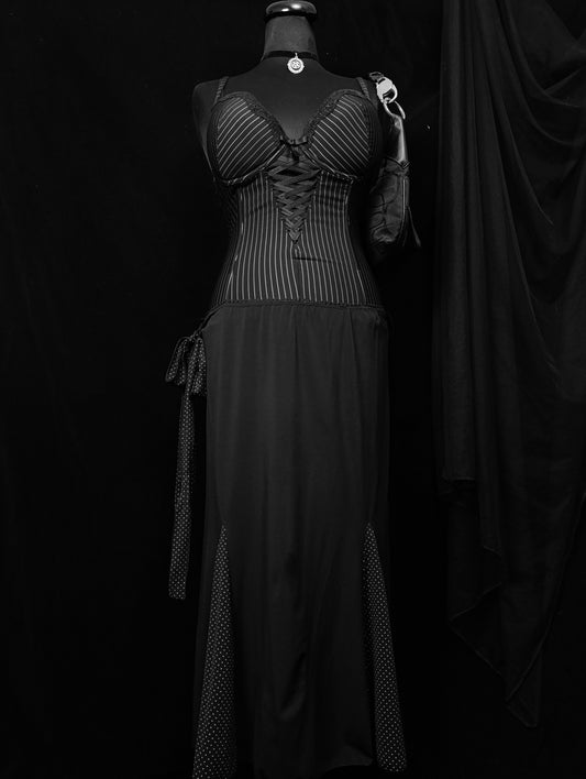 Vintage Polka Dot Panel Midi Skirt