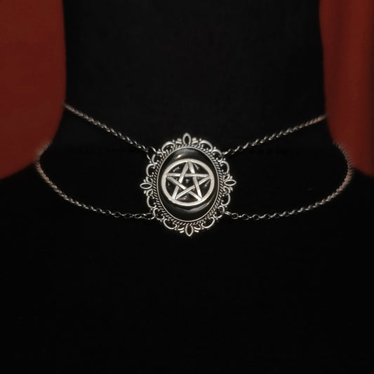 The Pentagram Chain Choker 𖤐⭒๋࣭ ⭑