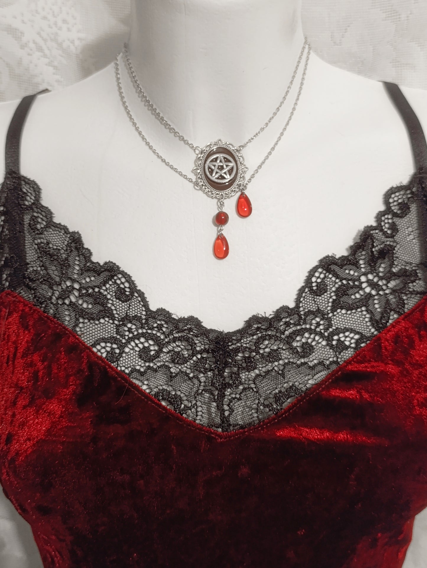 Bloody Pentagram Chain Choker 𓋹