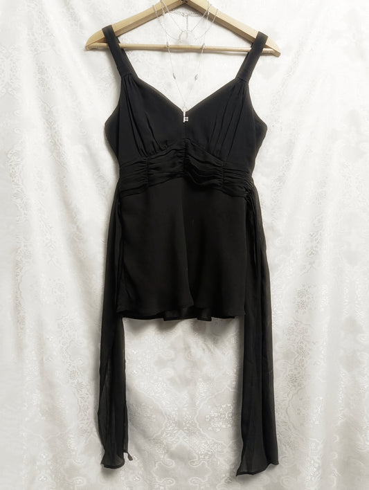 Black Mesh Tie Back Top ⛦