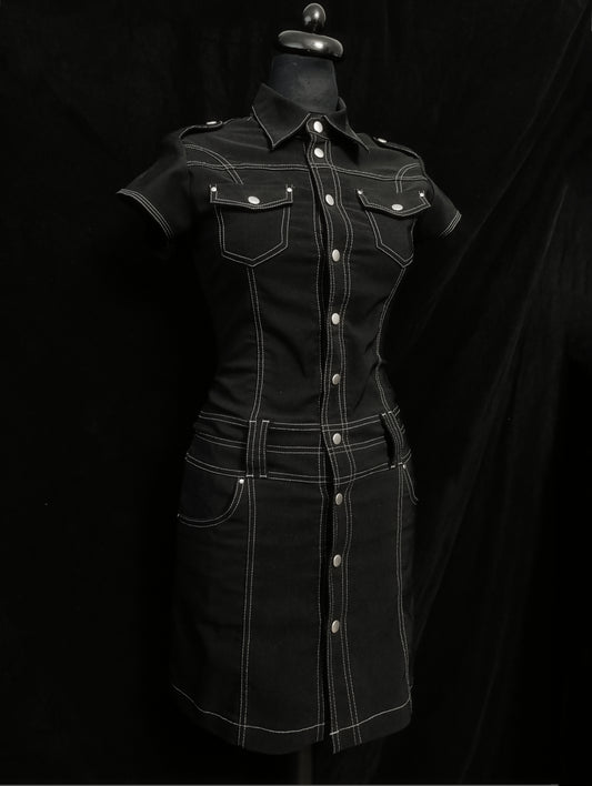 Contrast Stitch Dress 𖤐⭒๋࣭