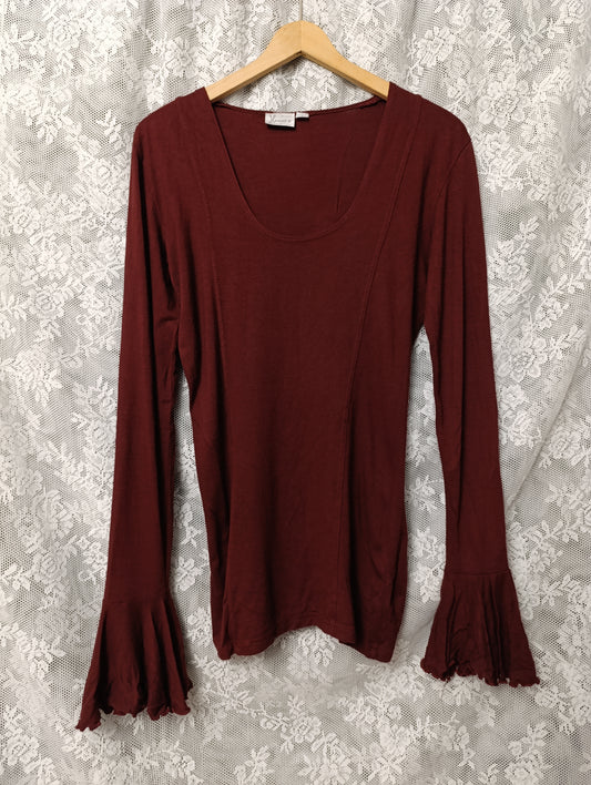 Burgundy Fitted Blouse 𖤐⭒๋࣭