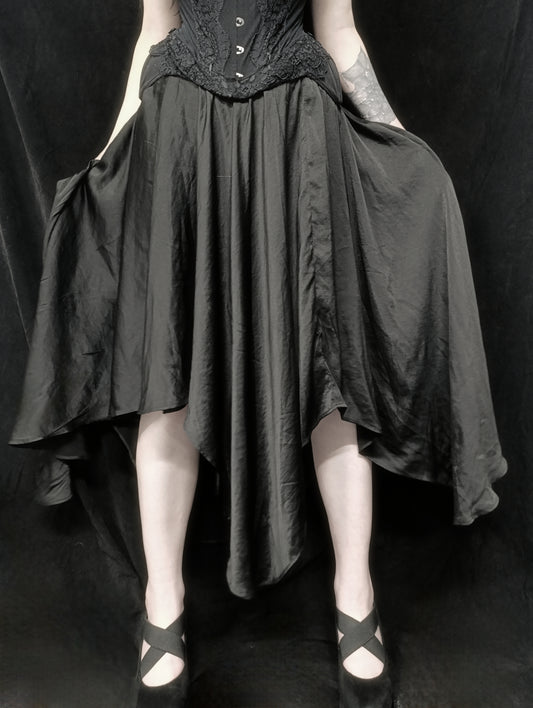 Asymmetrical Satin Skirt 𖤐⭒๋࣭