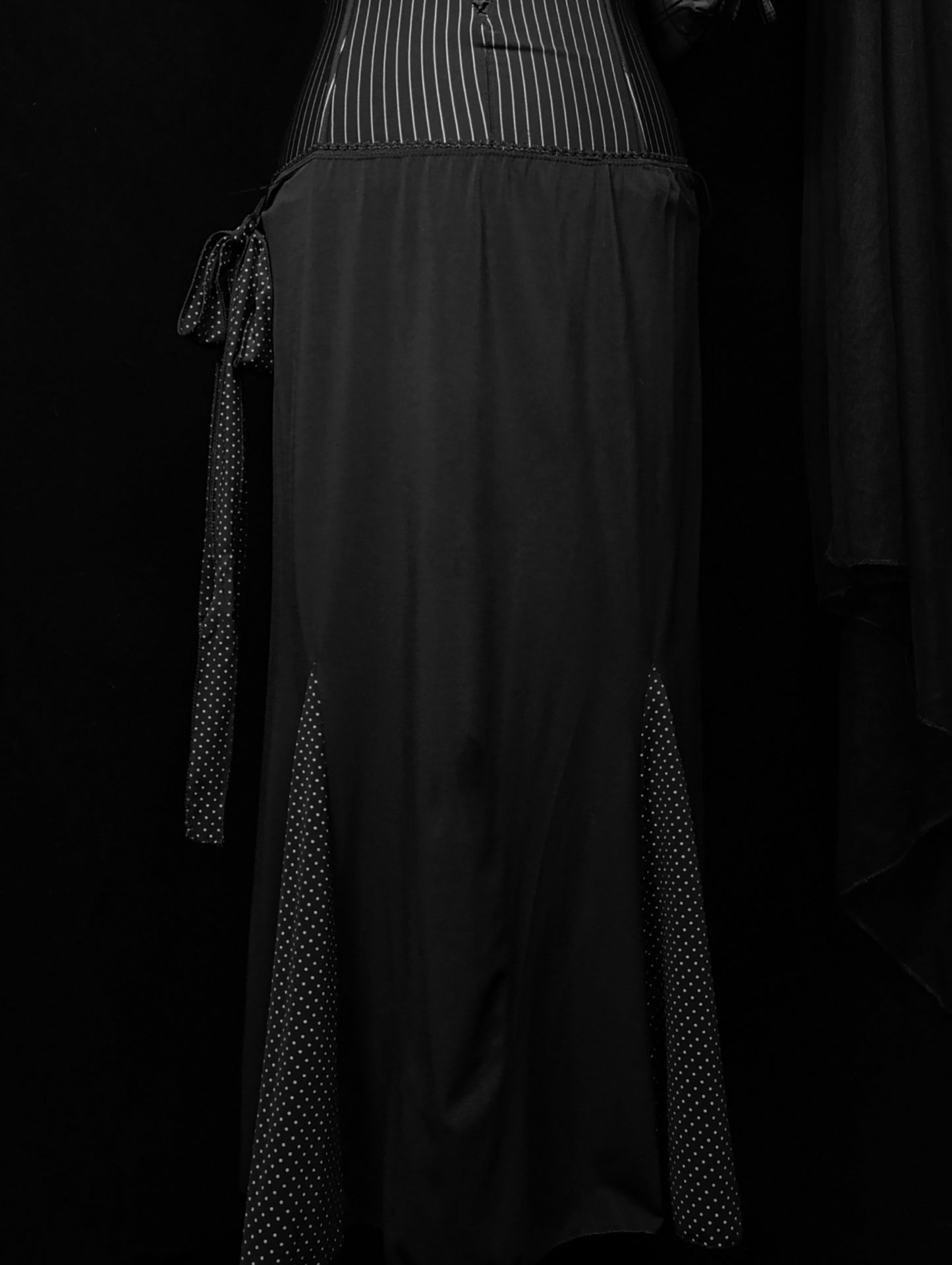 Vintage Polka Dot Panel Midi Skirt