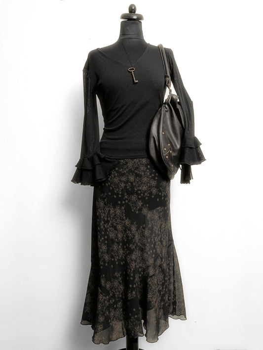 Asymmetric Floral Skirt ⁴⁴⁴