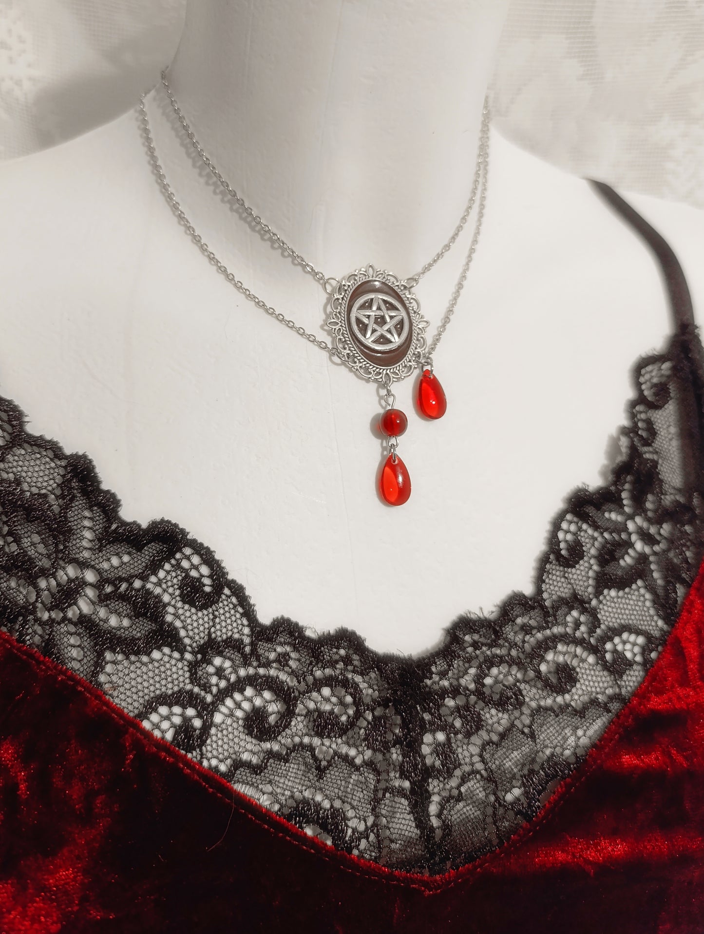 Bloody Pentagram Chain Choker 𓋹