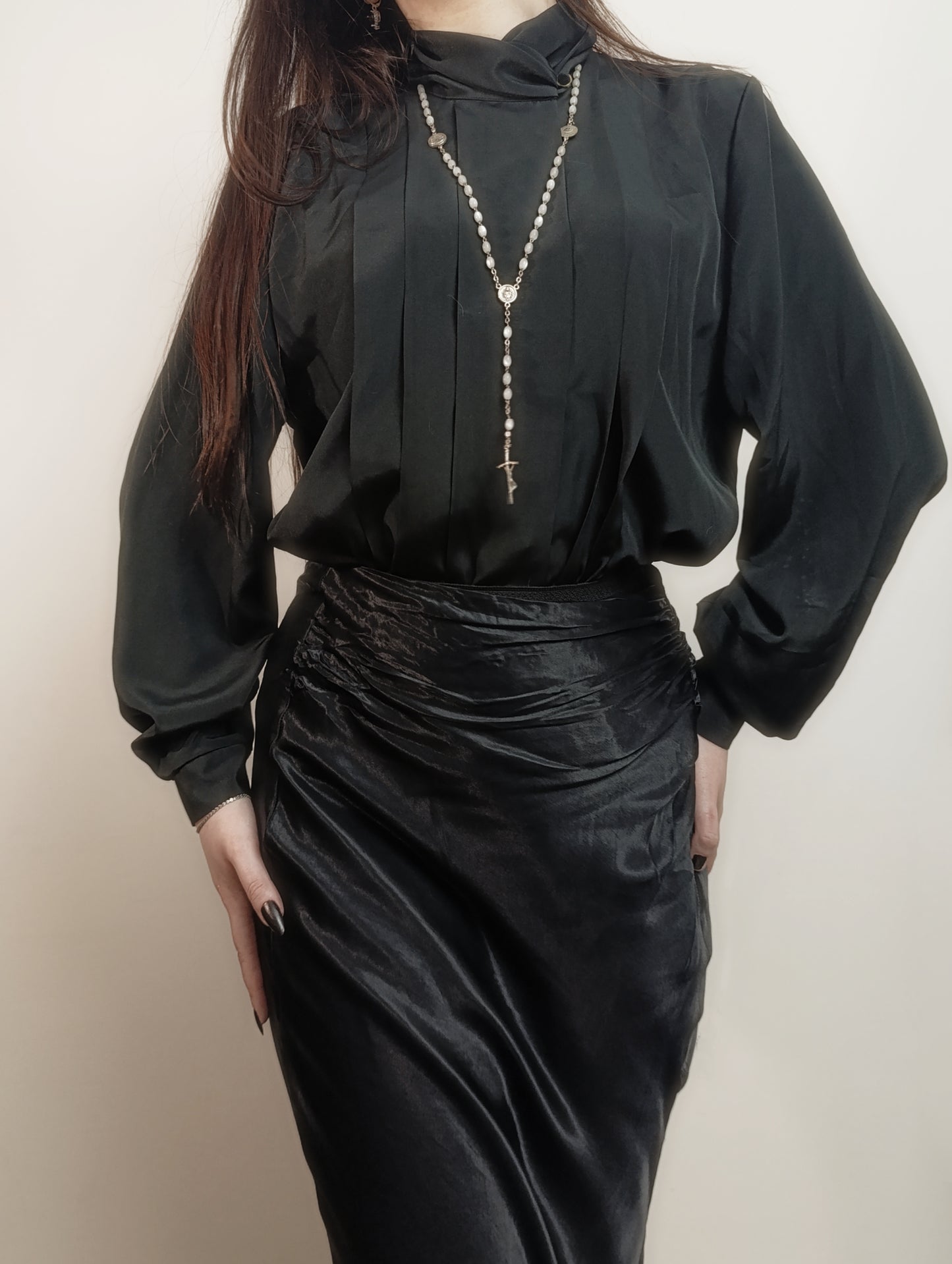 Vintage High-Collar Blouse with Puffy Sleeves ⋆☥⋆