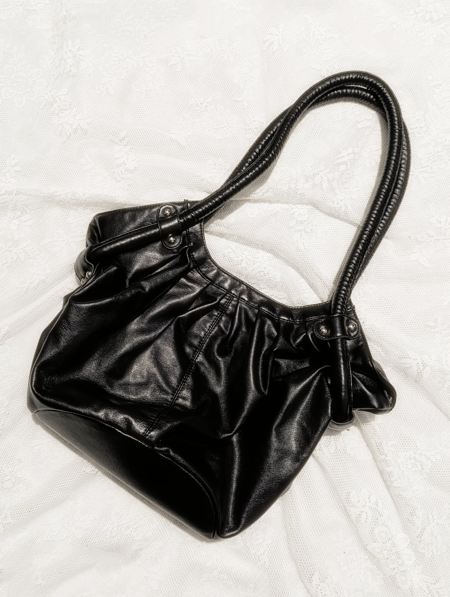 Black Faux-Leather Bag 𓆩♱𓆪