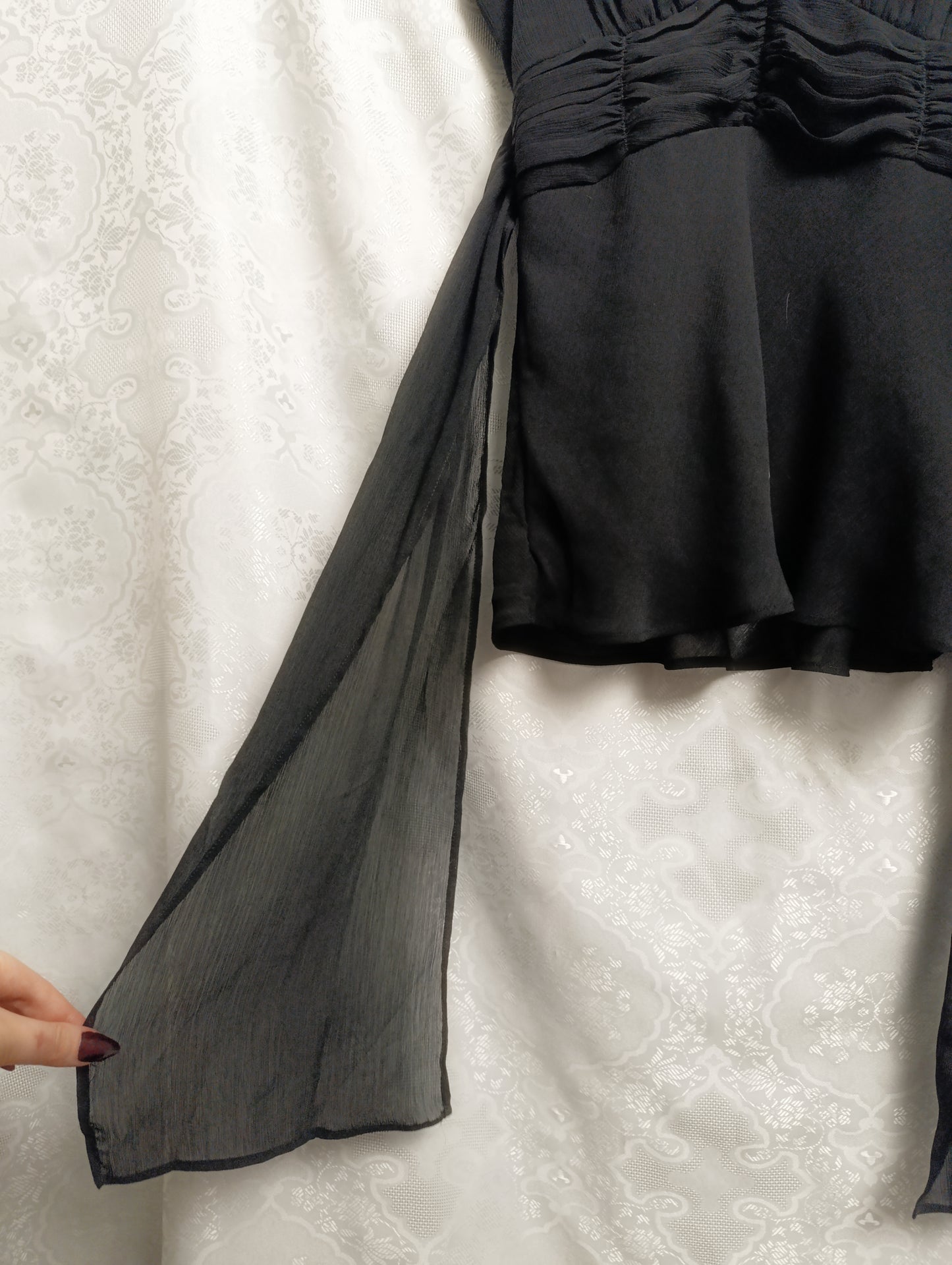 Black Mesh Tie Back Top ⛦