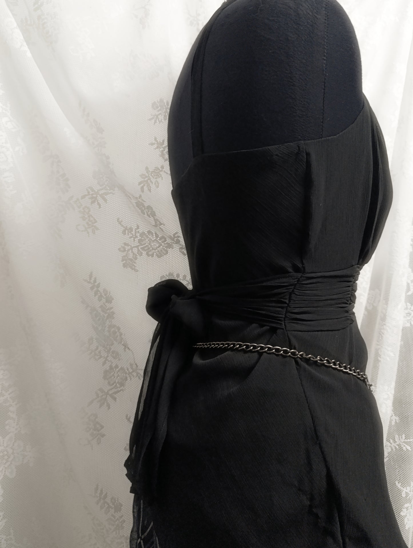 Black Mesh Tie Back Top ⛦