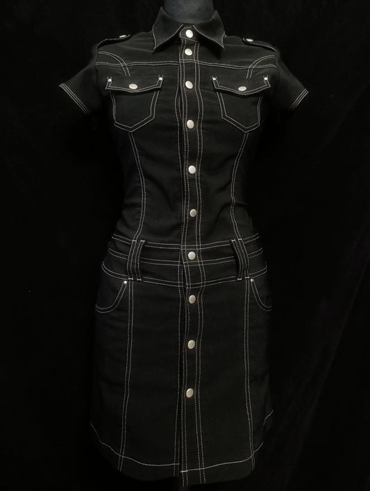 Contrast Stitch Dress 𖤐⭒๋࣭