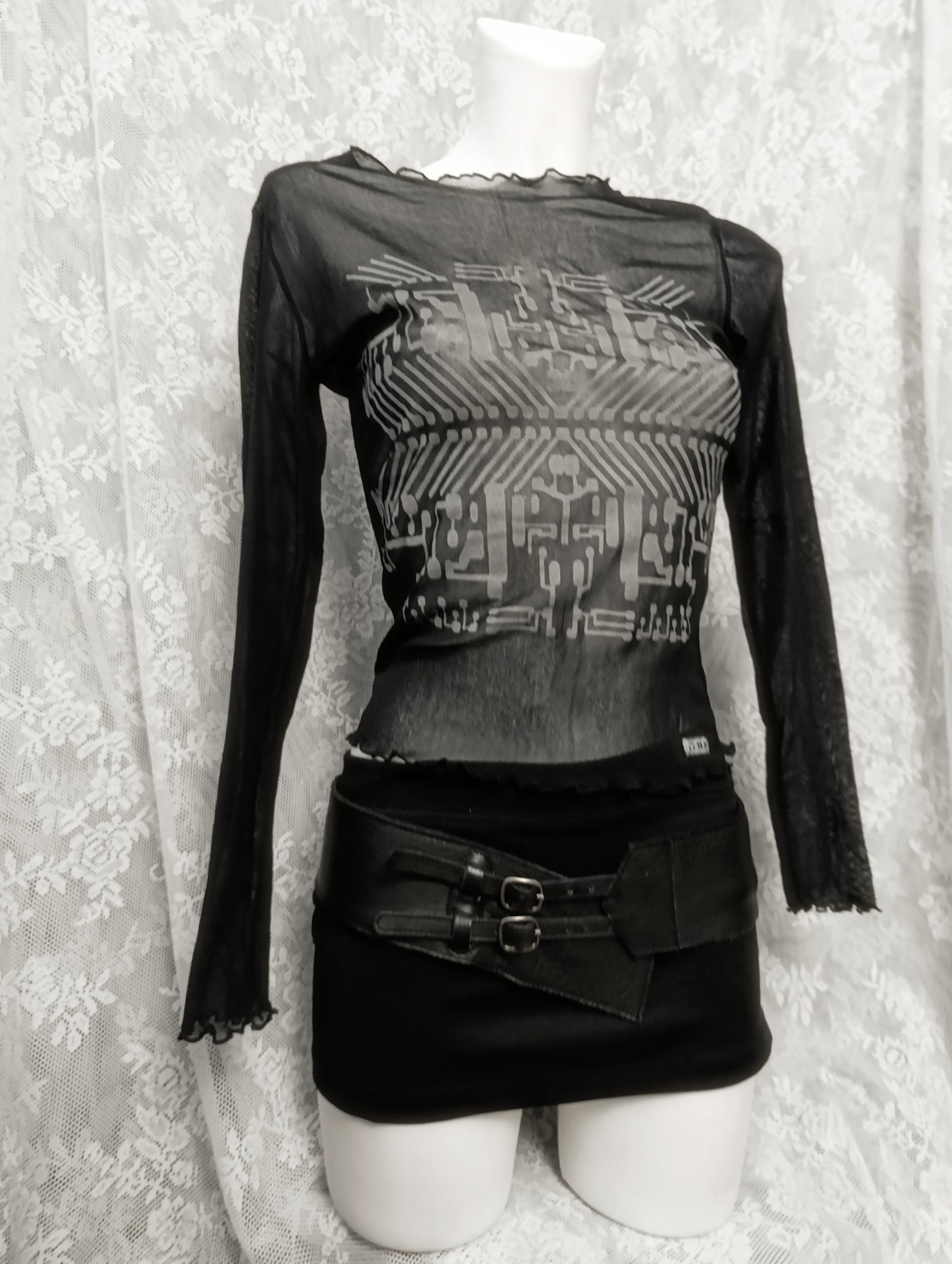 Y2K Mesh Print Top ⋆☥⋆