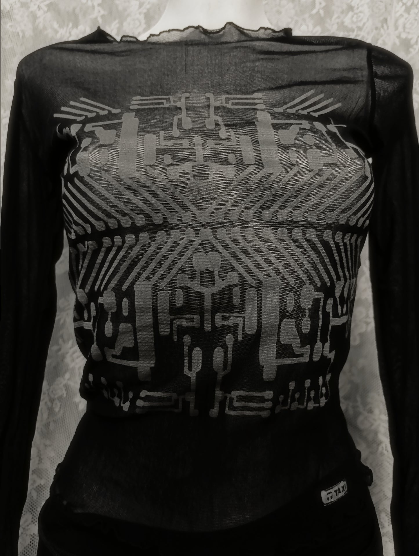 Y2K Mesh Print Top ⋆☥⋆