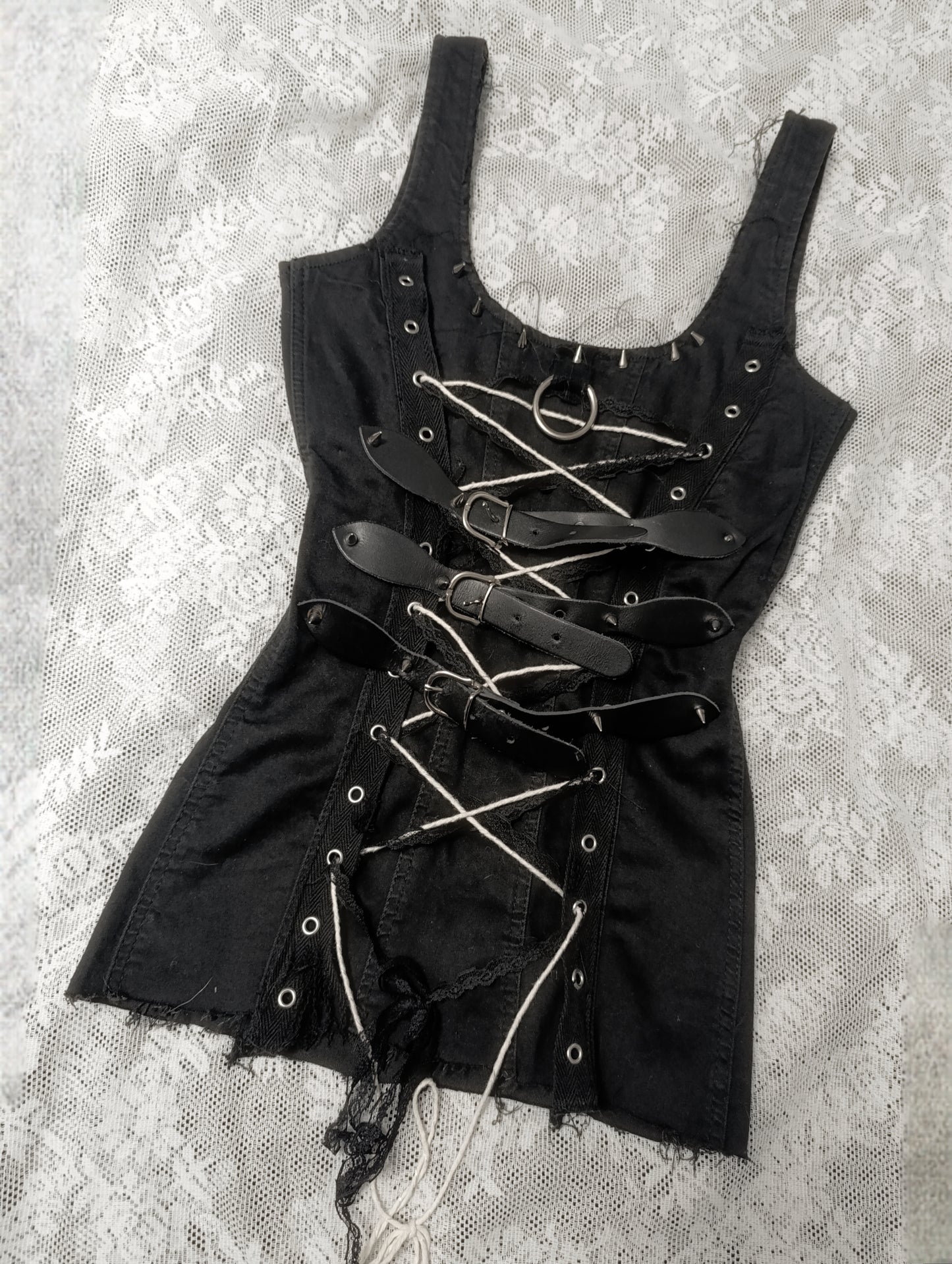 Distressed Denim Corset Top 𓆩♱