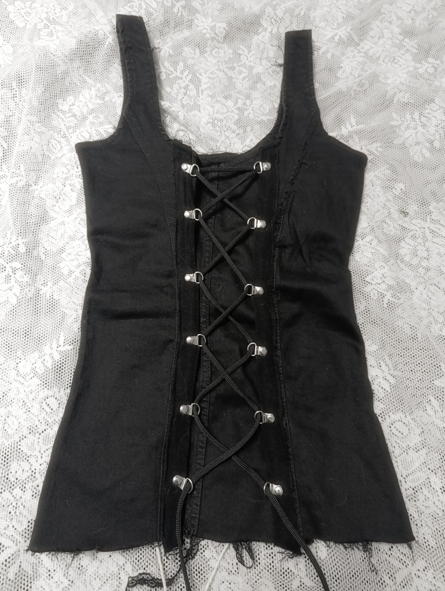 Distressed Denim Corset Top 𓆩♱