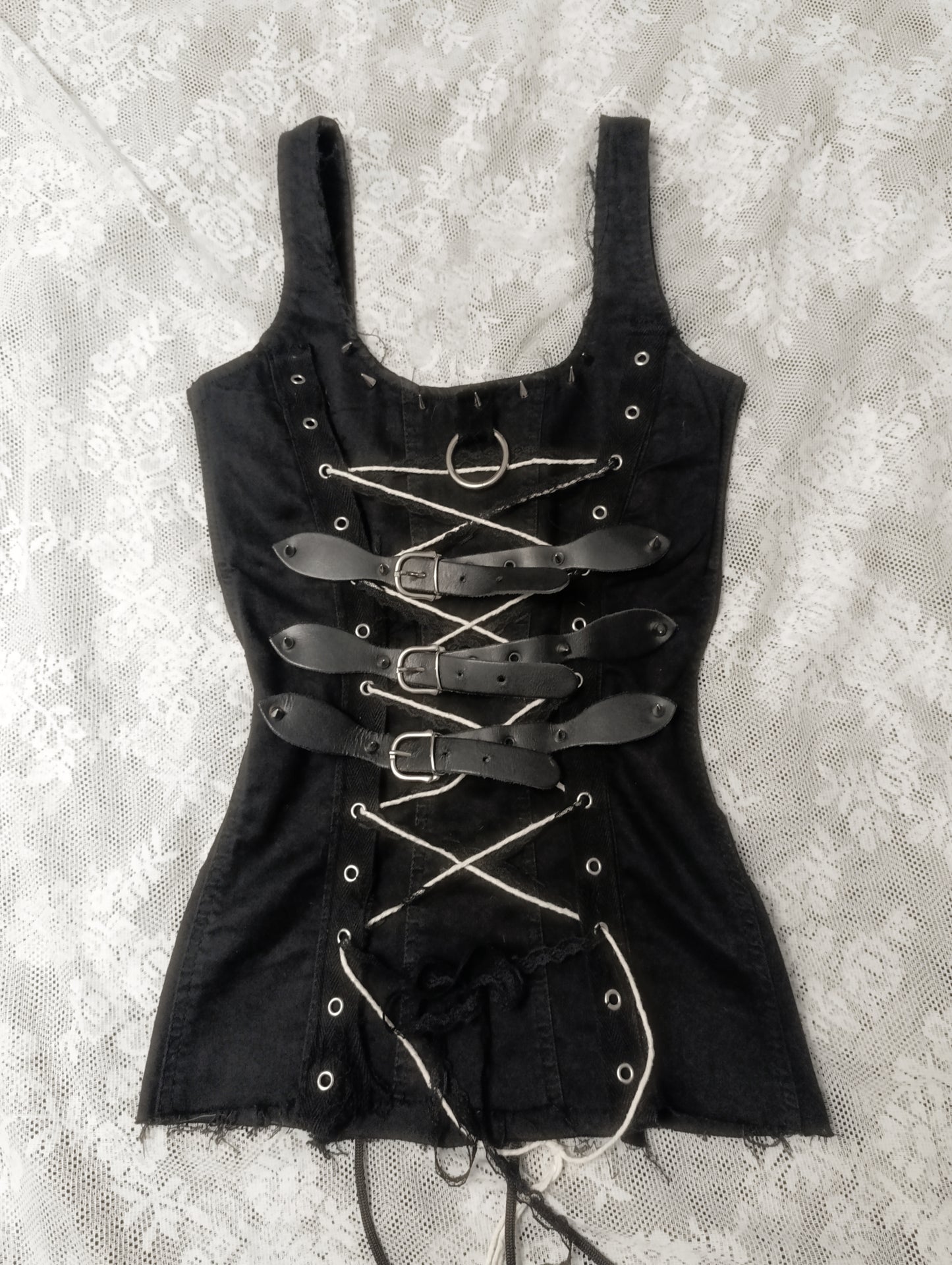 Distressed Denim Corset Top 𓆩♱