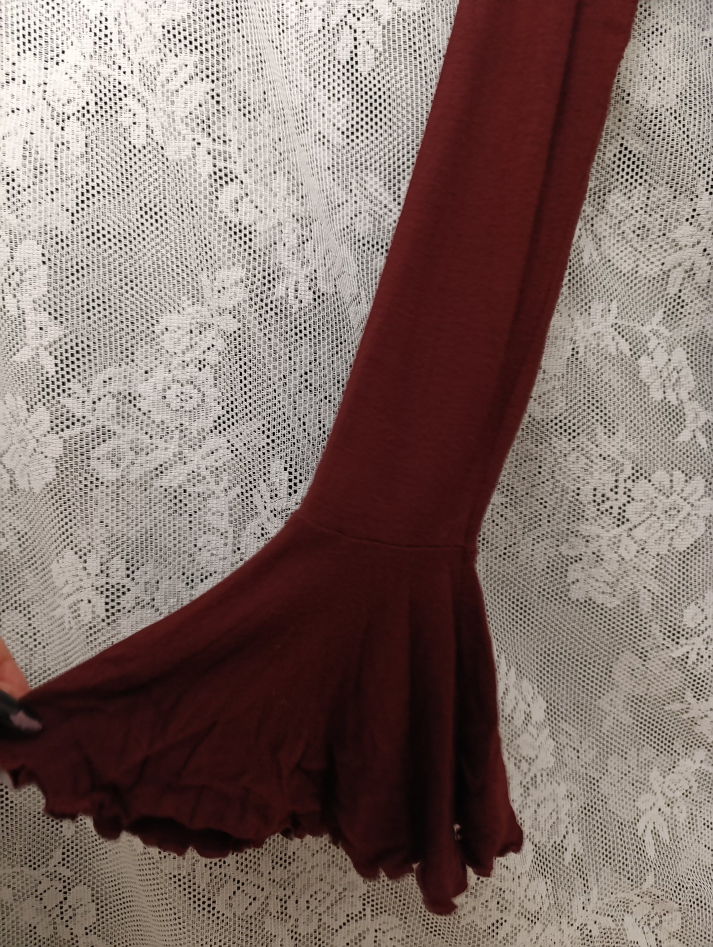Burgundy Fitted Blouse 𖤐⭒๋࣭