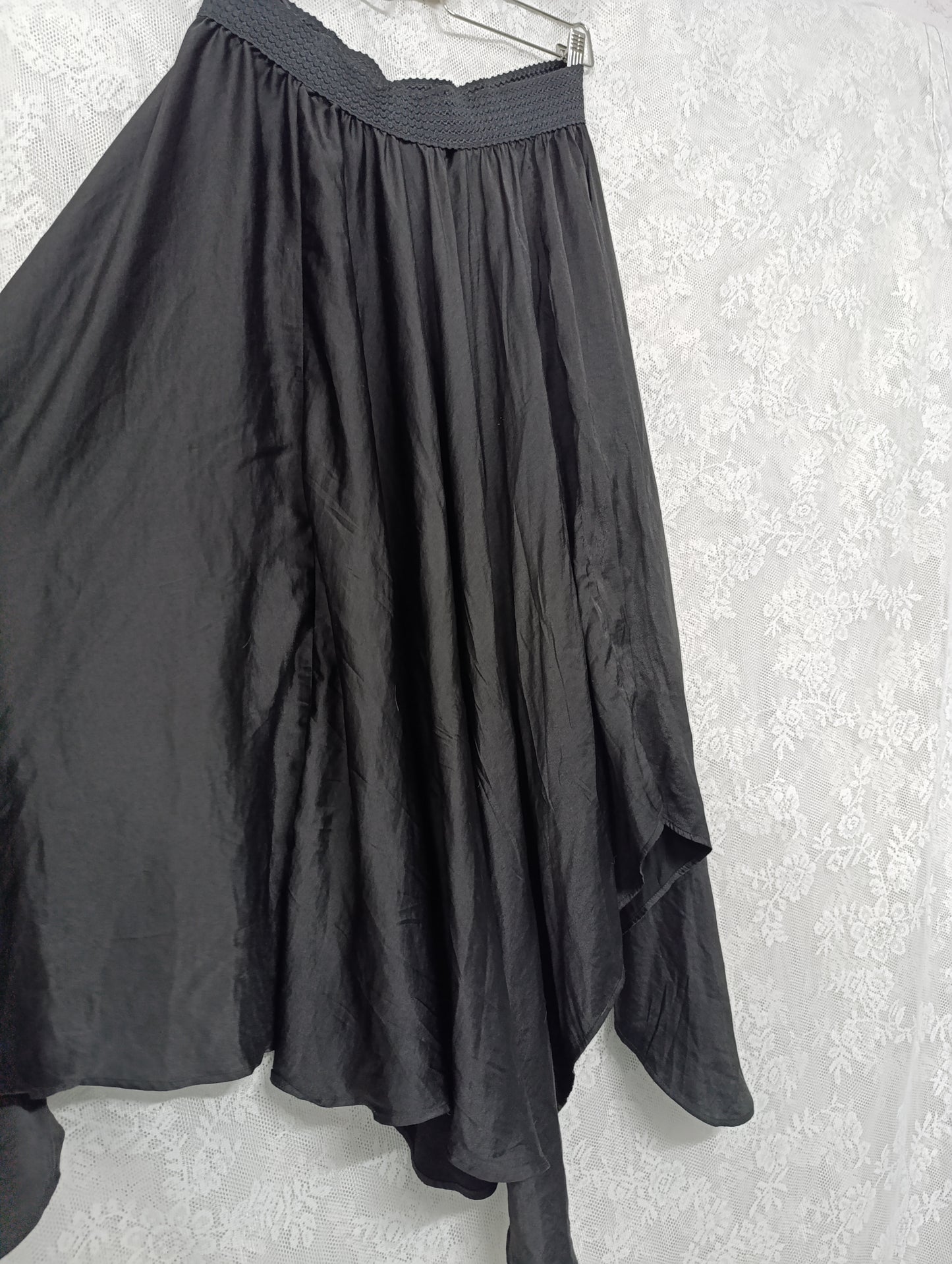 Asymmetrical Satin Skirt 𖤐⭒๋࣭