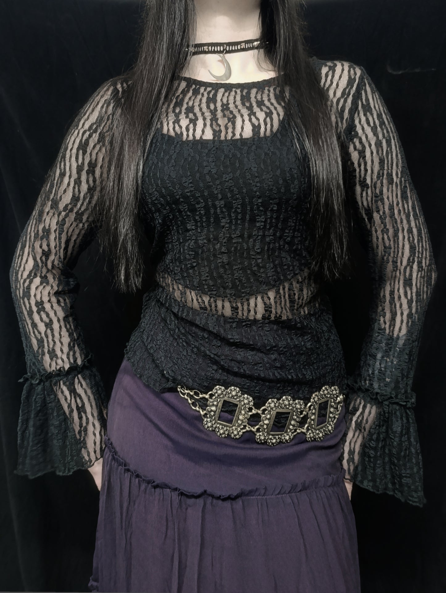 Lace Long Sleeve Top 𖤐⭒๋࣭