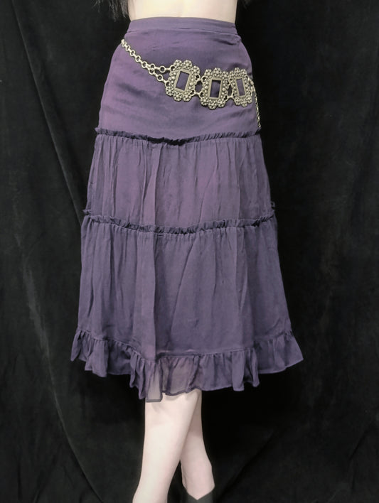 Purple Ruffle Midi Skirt 𖤐⭒๋࣭