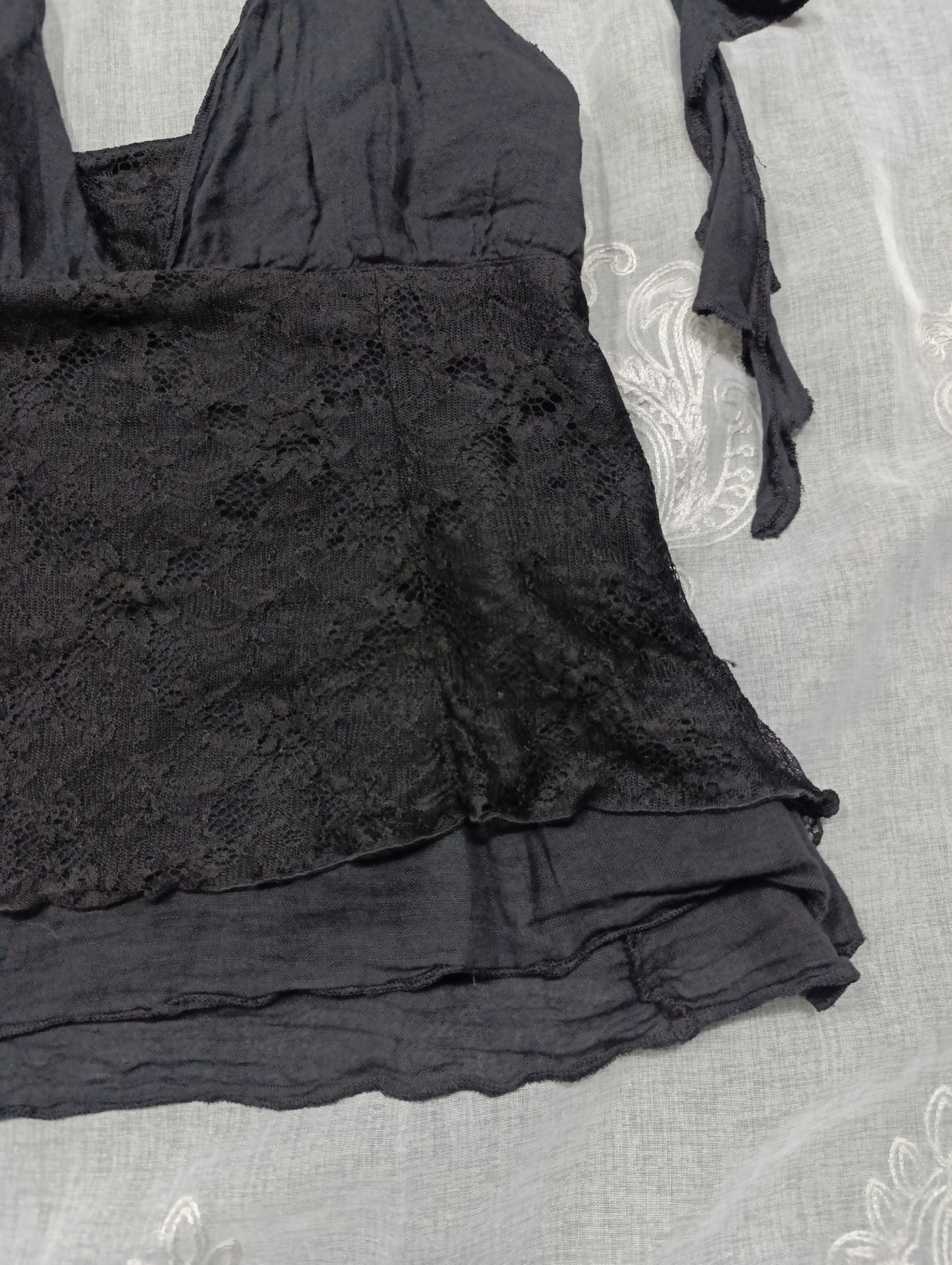 Linen Halter Tie Top 𖤐⭒๋࣭