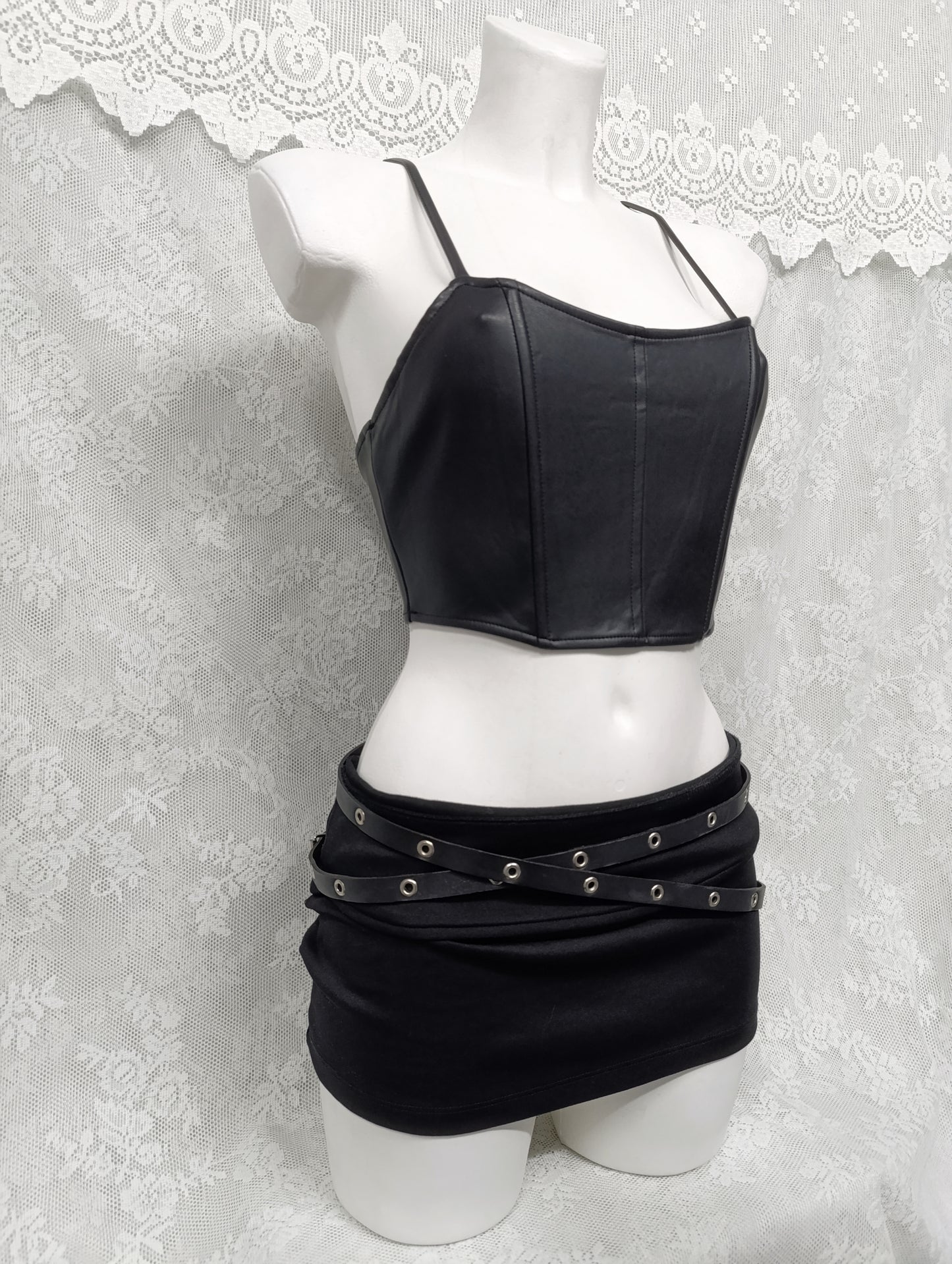 Faux Leather Corset Crop Top ⊹₊⟡⋆