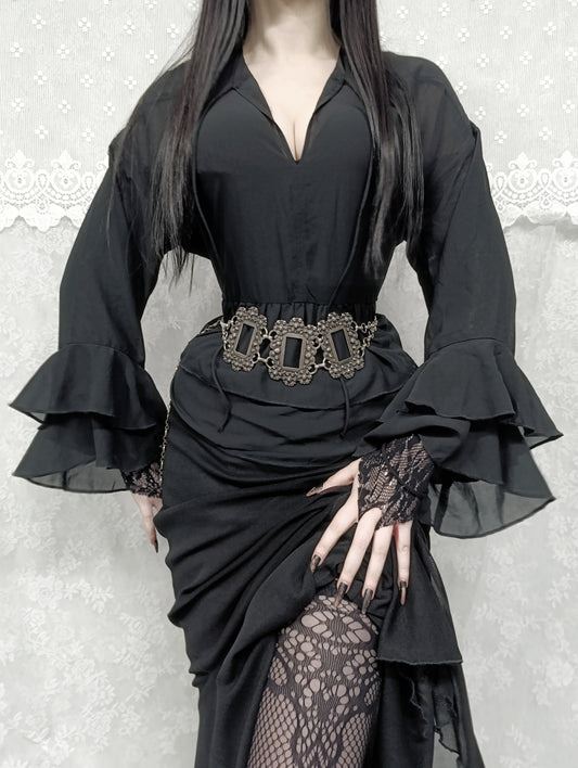 Sheer Ruffle Sleeve Blouse *ੈ✩‧₊˚